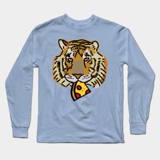 Tiger Portrait with Pepperoni Pizza Slice Long Sleeve T-Shirt